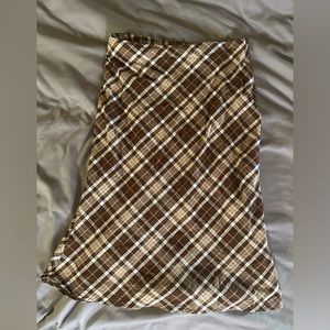 100% Cotton Y2K midi plaid skirt